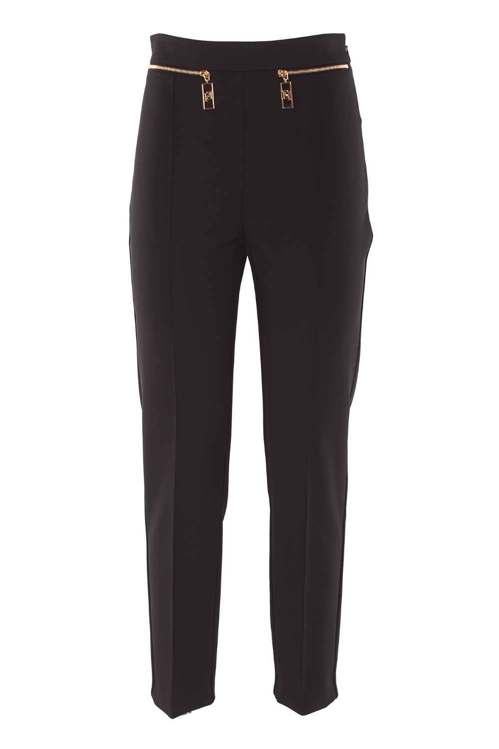 shop ELISABETTA FRANCHI  Pantalone: Elisabetta Franchi pantalone dritto in crêpe con zip.
Pantalone dritto alla caviglia in doppio crêpe stretch. È caratterizzato da motivo di doppia zip con tiretto logato inserite sotto il fascione.
Fodera in raso monogram.
Zip invisibile sul fianco.
Zip in metallo dorato.
Vestibilità slim.
Composizione: 96% Poliestere, 04% Elastane.
Made in Italia.. PA03646E2-110 number 5798949